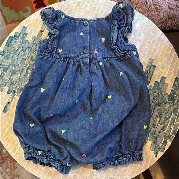 Gap Denim Romper with Colorful Heart Accents - Picture 2 of 6